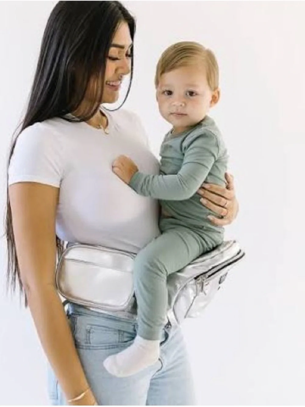 Tushbaby Silver Kids Hip Seat Carrying Bag - Hands-Free Child Seat